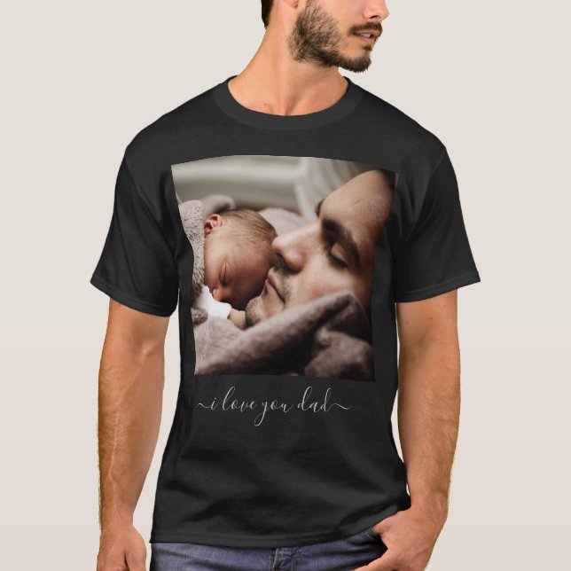 Sua Camiseta Fotográfica do Pai com Texto - Eu Amo (Frente)