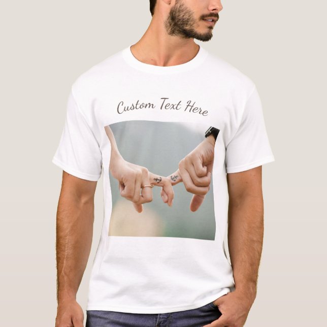 Sua Camiseta Romântica de Fotos com Texto Personal (Frente)