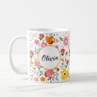 Sua caneca de Elegância Floral Personalizada