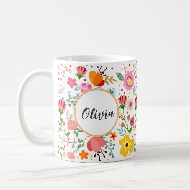 Sua caneca de Elegância Floral Personalizada (Esquerda)