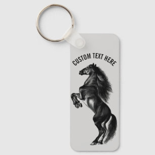 Sua Chaveiro de Texto com Cavalo Negro Selvagem