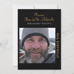 Sua Foto 50º Aniversário, Dourado Convite