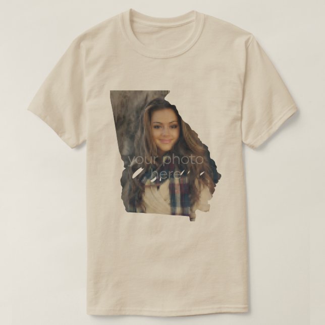 SUA FOTO Camiseta com o formato do Estado da Geórg (Frente do Design)