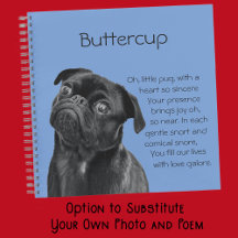 Sua foto e palavras Black Pug Puppy com Poem