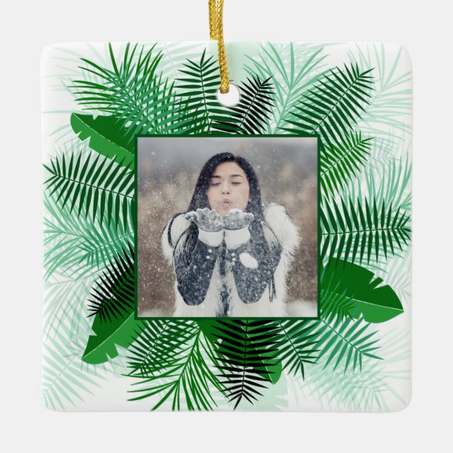 SUA FOTO em um ornamento de Quadro Folha (Frente)