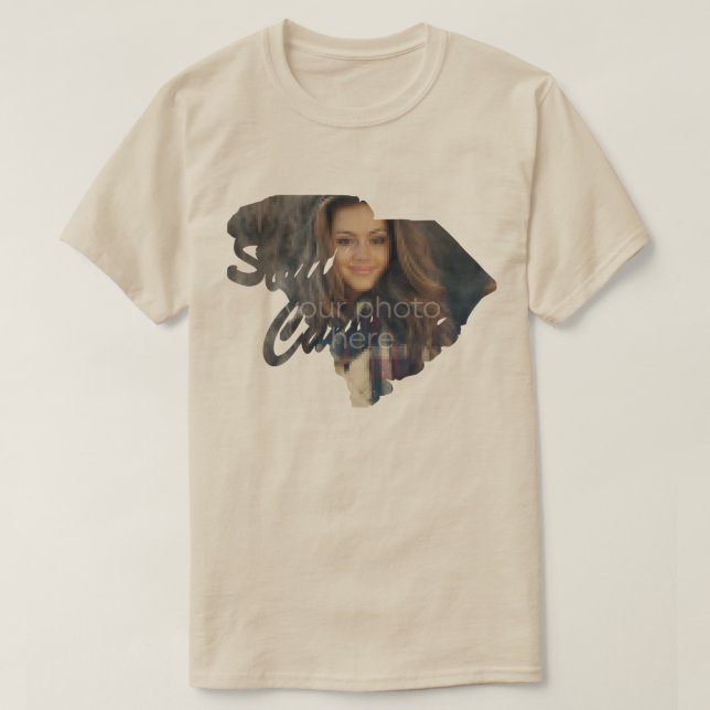 SUA FOTO Estado da Camiseta em Forma da Carolina d (Frente do Design)