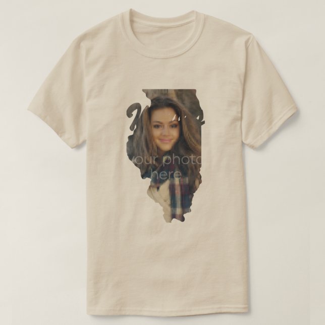 SUA FOTO Estado da camiseta em forma de Illinois (Frente do Design)