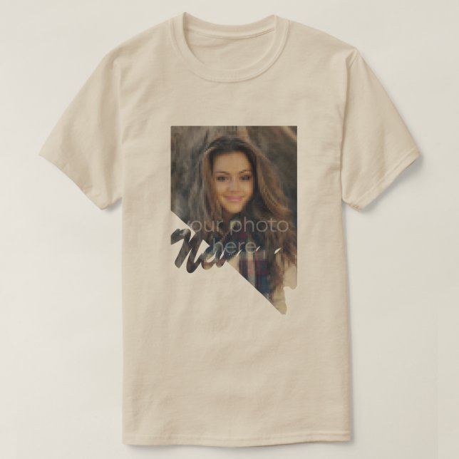 SUA FOTO Estado da camiseta em forma de Nevada (Frente do Design)
