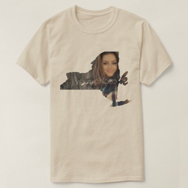 SUA FOTO Estado da camiseta em forma de Nova Iorqu (Frente do Design)