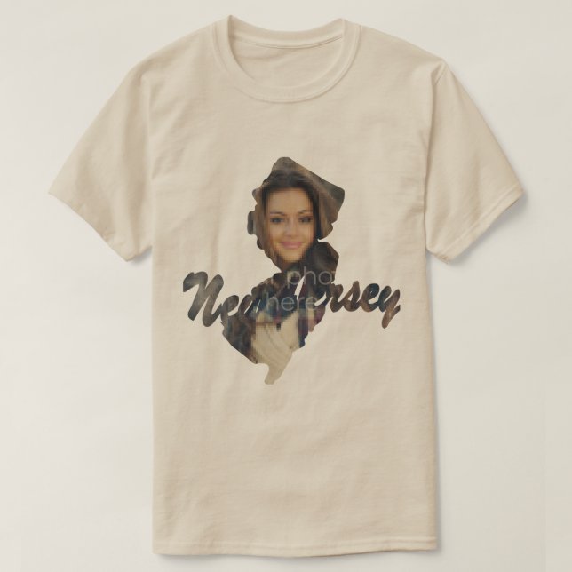 SUA FOTO Estado da camiseta em forma de Nova Jerse (Frente do Design)