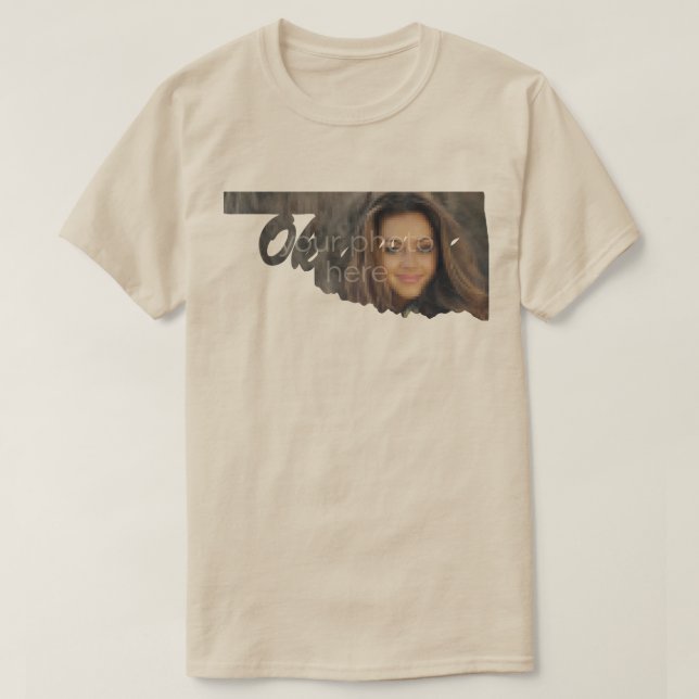SUA FOTO Estado da camiseta em forma de Oklahoma (Frente do Design)