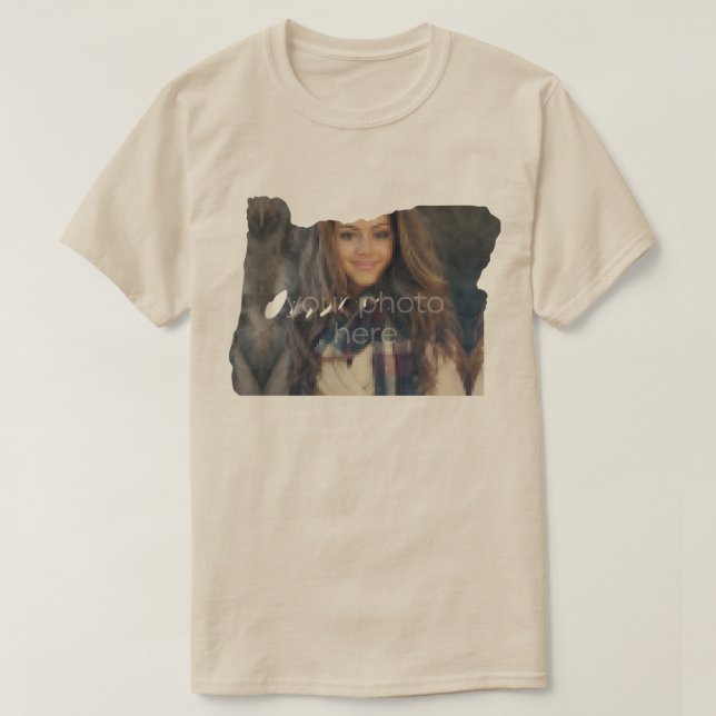 SUA FOTO Estado da camiseta em forma de Oregon (Frente do Design)