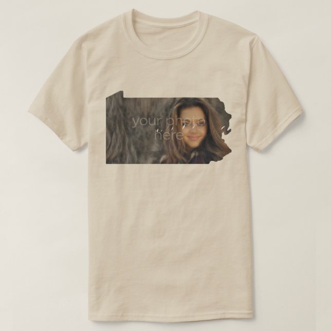 SUA FOTO Estado da Pensilvânia Shape T-shirt (Frente do Design)