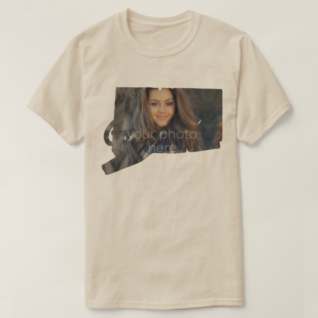 SUA FOTO Estado da T-shirt da forma de Connecticut (Frente do Design)