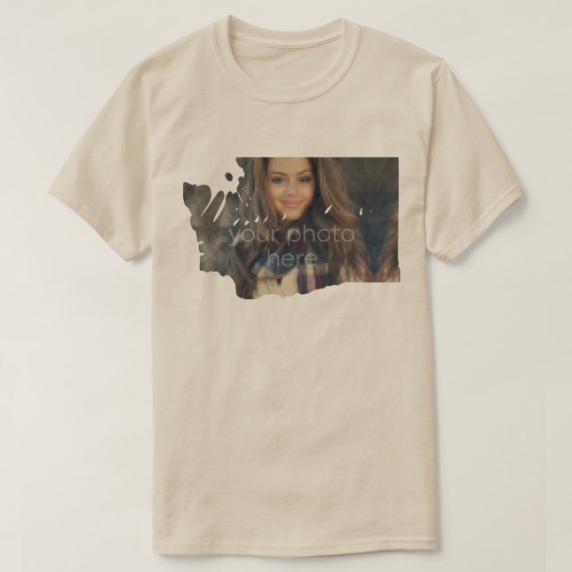 SUA FOTO Estado da T-shirt em forma de Washington (Frente do Design)
