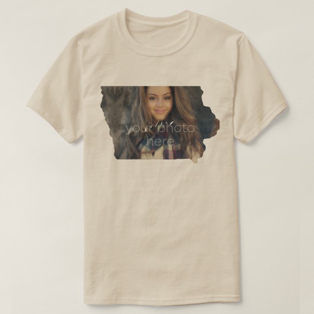 SUA FOTO Estado de Iowa Shape T-shirt (Frente do Design)