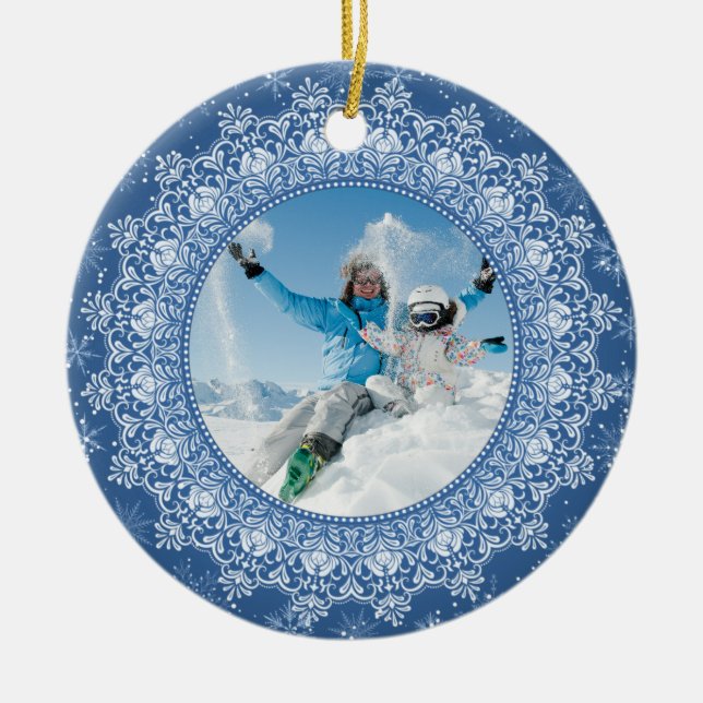 Sua foto nos ornamentos personalizados do Elegant  (Frente)