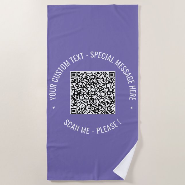 Sua Toalha de Praia com Código QR Texto e Cores Pe (Frente)