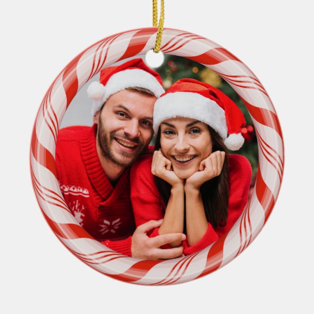 Suas 2 fotos em um ornamento personalizado do Cand (Frente)