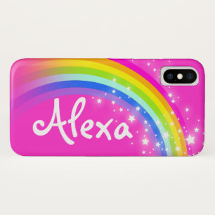 Suas capas de iphone do rosa de arco-íris da letr