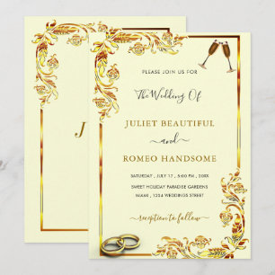 Suas Cores - Dourado Convite Moderno para Casament