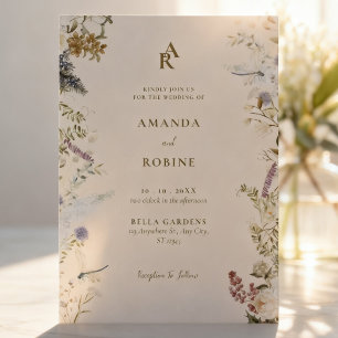 Suave Convite de Casamento Floral Jardim Botânico 