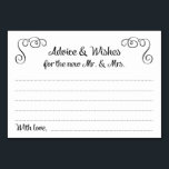Suavemente e Desejo Cartões de Casamento<br><div class="desc">Estes cartões de querido e de desejos serão a adição perfeita à sua recepção de casamento. O design apresenta cantos rodosos e um roteiro casual "Conselhos e Desejos para o novo Sr. e Sra.". O cartão tem espaço disponível para que os hóspedes deixem os seus desejos de felicidade e os...</div>