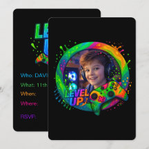 Suba de Nível, convite personalizado com foto temá