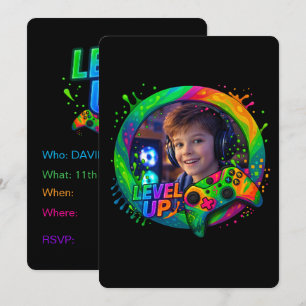 Suba de Nível, convite personalizado com foto temá