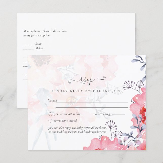 Sublime Blossomas cor-de-rosa SITE DE CASAMENTO -  (Frente/Verso)