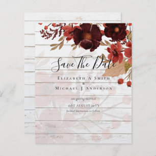 Sublime Burgundy Floral Wedding SAVE DATAS Orçamen