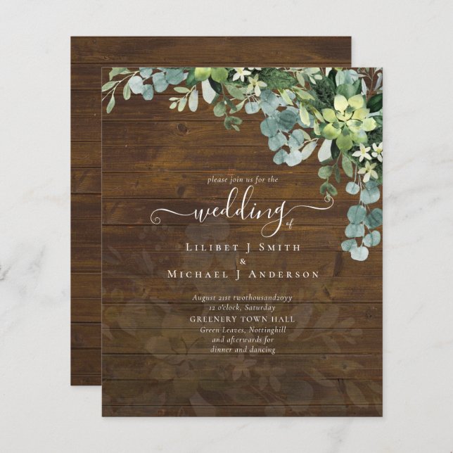 Sublime Dusty Blue GREENERY Eucalyptus WEDDING (Frente/Verso)