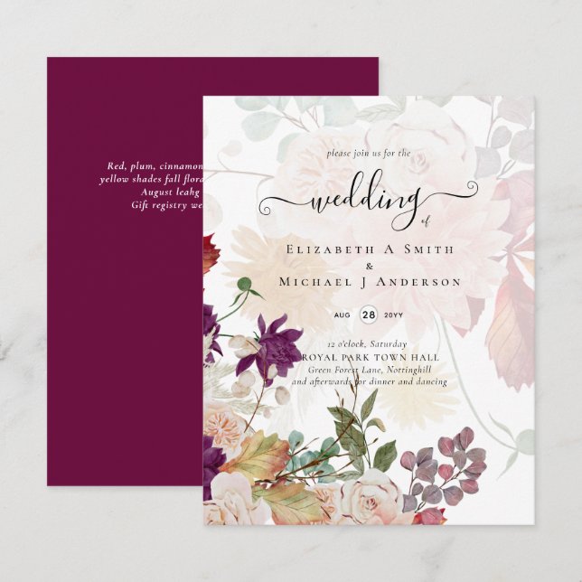 Sublime Mulberry laranja Floral Wedding Suite (Frente/Verso)