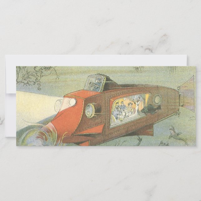 Submarino Steampunk de Ficção Científica Vintage n (Frente)