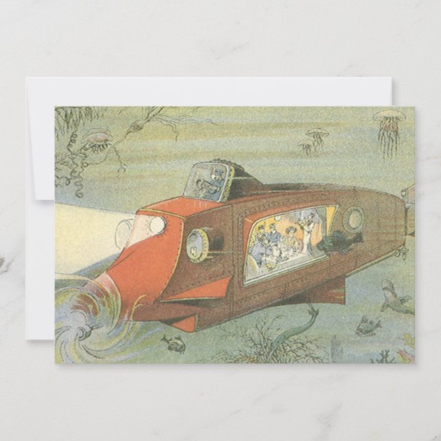 Submarino Steampunk de Ficção Científica Vintage n (Frente)
