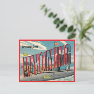 Submarino Wyoming dos EUA para cartão postal retrô