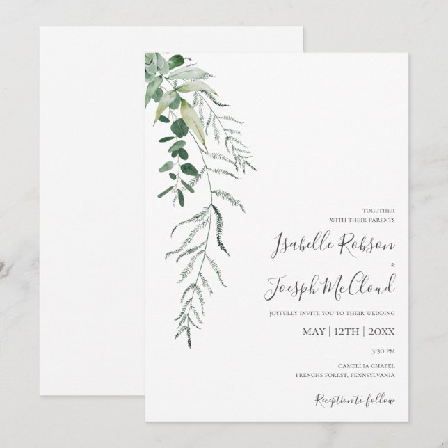 Succulent Greenery | Convite Casual Para Casamento (Frente/Verso)