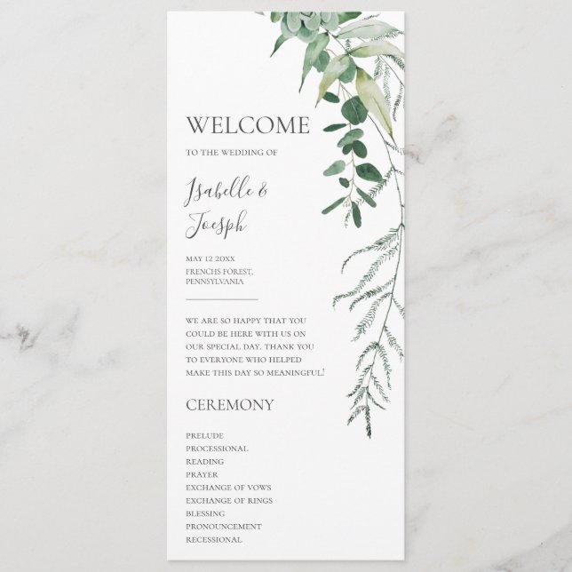 Succulent Greenery | Programa de Casamento Planado (Frente)