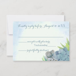 Succulents Casando Blue Watercolor RSVP