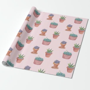 Succulents e cactos no papel de embrulho
