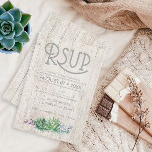 Succulents e RSVP Wedding de madeira rústico ID51