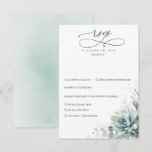 Succulents Greenery and Silver Wedding RSVP