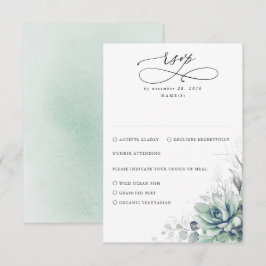 Succulents Greenery and Silver Wedding RSVP