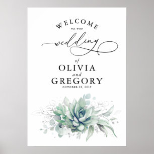 Succulents Greenery Wedding Poster
