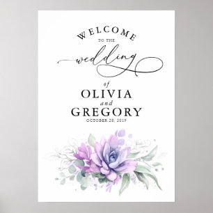 Succulents Greenery Wedding Poster de Boas-vindas