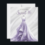 Suco Roxo de Prata do Orçamento Suave 16 Convite<br><div class="desc">Orçamento Prateado Roxo Vestido Roxo Doce 16 Convite Aniversário</div>