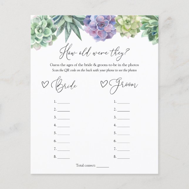 Suculenta Quantos Anos Eles Tinham Noiva e Jogo De (Frente)