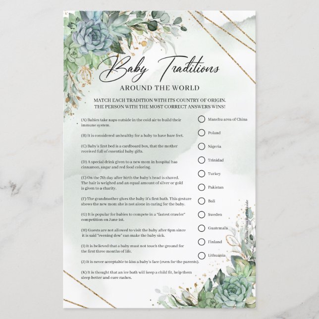 Suculenta tradições de ouro Bebê pelo mundo (Frente)