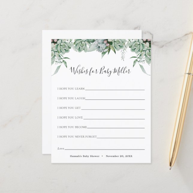 Suculente e Eucalyptus deseja o bebê (Frente/Verso In Situ)