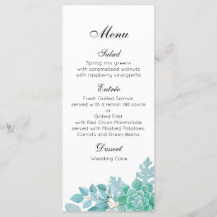 Suculente menu janto de casamento. Menu do Cactus